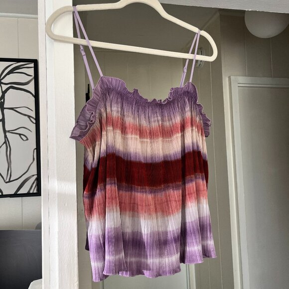 Madewell Texture & Thread Micropleat Tank Top in Ombré Rainbow, Size XL - Picture 3 of 9